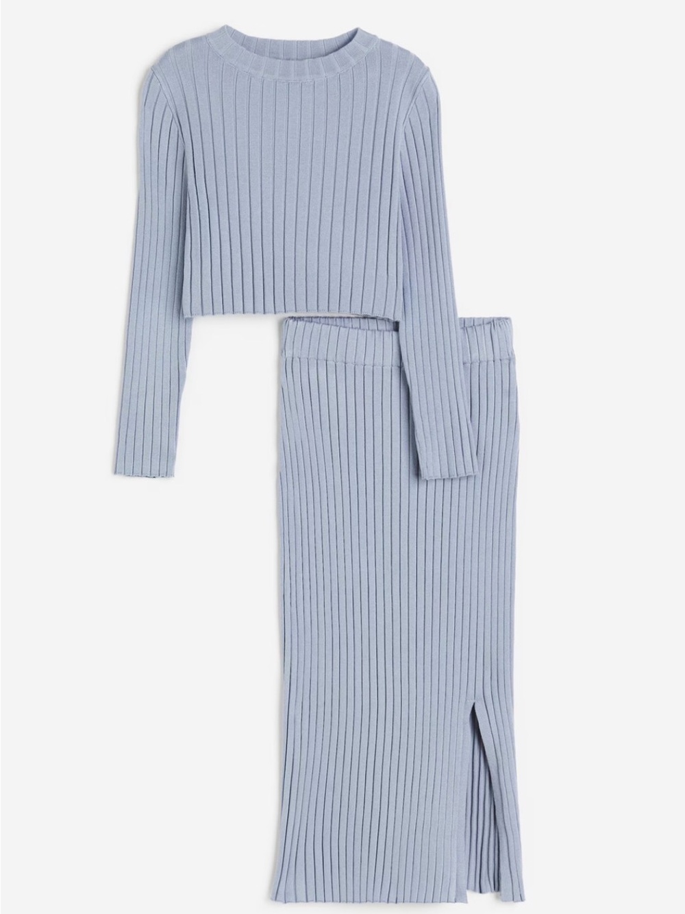 H&M Powder Blue Ribbed Knit Skirt Set Maternity